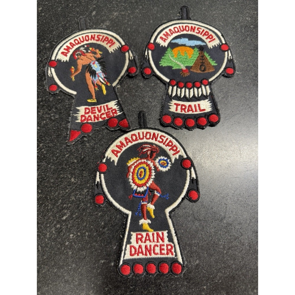 Vintage BSA Boy Scouts Amaquonsippi Trail Patches Rain Devil Dancer Lot of 3